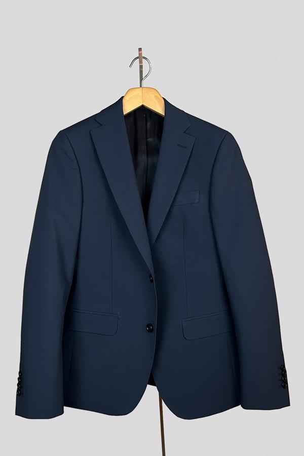 TRAJE ALGODÓN CUADROS MARINO ELÁSTICO | ANTONIO MIRO