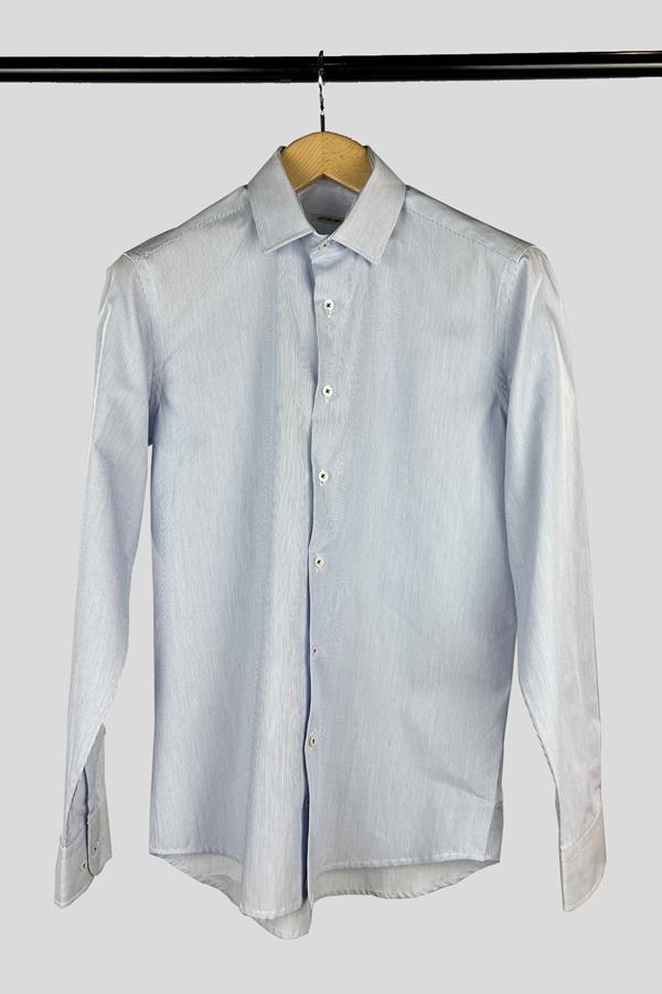 CAMISA BLANCA RAYAS FINAS AZULES | ANTONIO MIRO