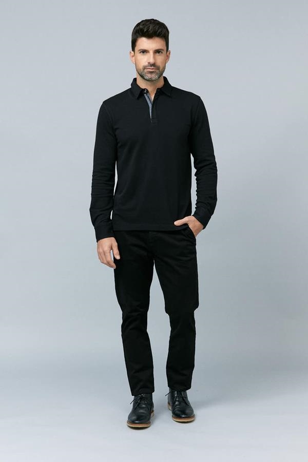 POLO ESTRUCTURA CUELLO CREMALLERO NEGRO | ANTONIO MIRO