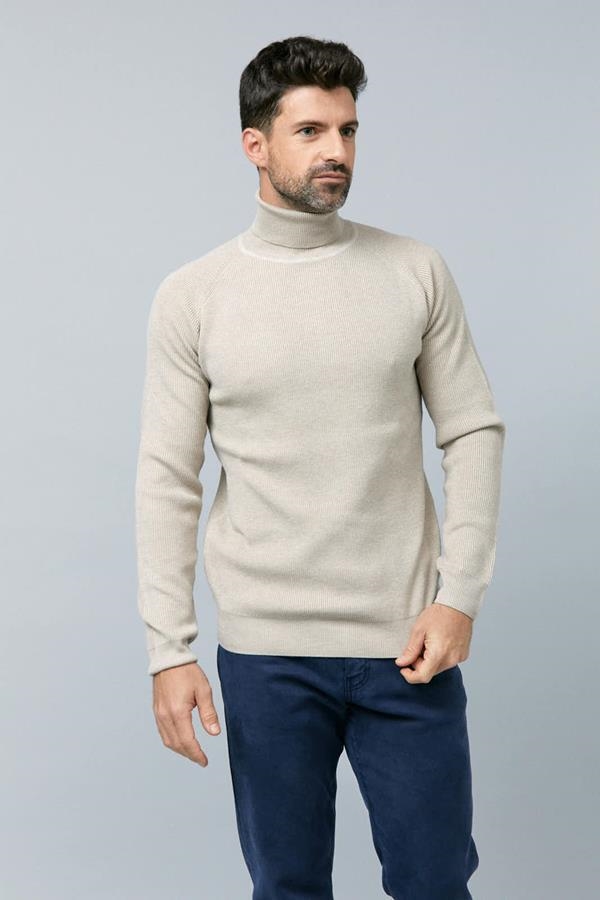 JERSEY CUELLO ALTO BEIGE | ANTONIO MIRO