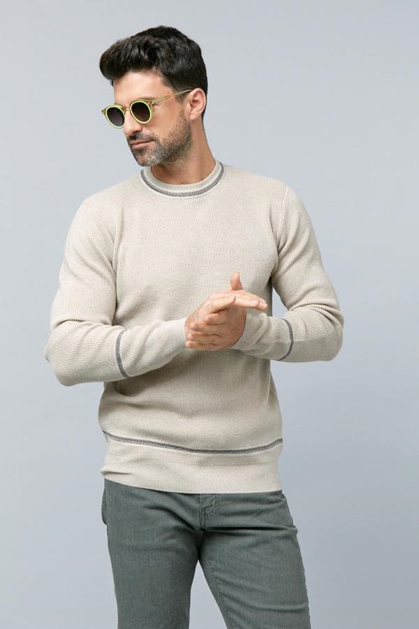 JERSEY CUELLO REDONDO DETALLES GRISES | ANTONIO MIRO