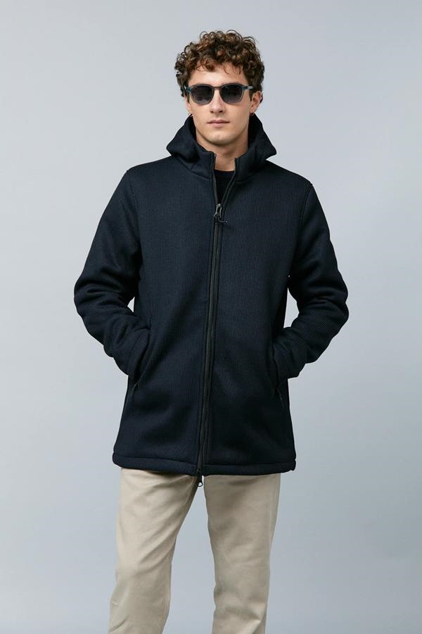 ABRIGO ACOLCHADO CON CAPUCHA MARINO | ANTONIO MIRO