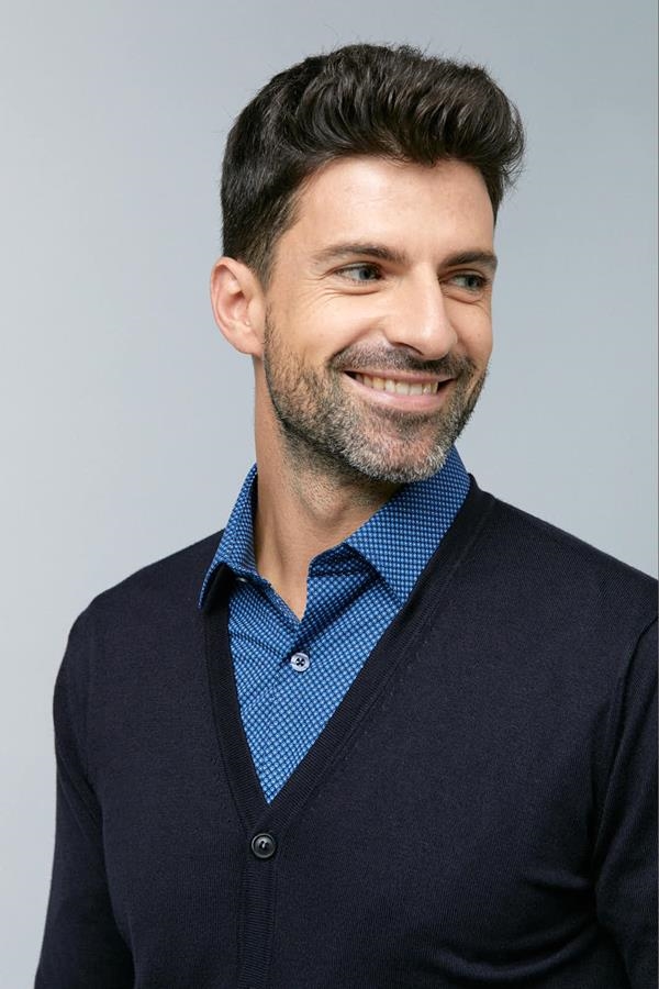 CHAQUETA CARDIGAN NAVY VISCOSA | ANTONIO MIRO