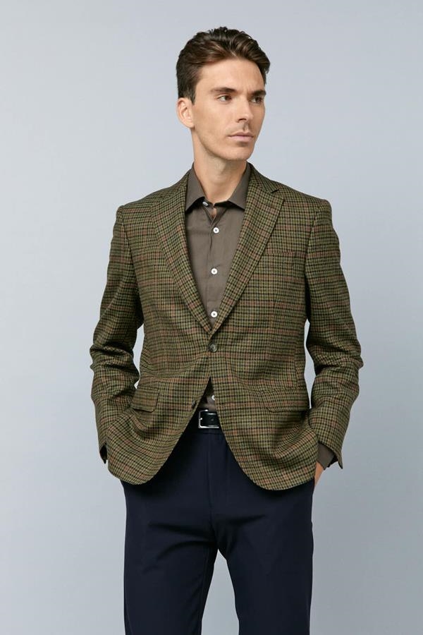 AMERICANA MARRÓN CUADROS LANA  | ANTONIO MIRO