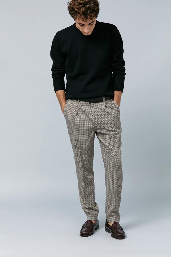 PANTALÓN PATA DE GALLO MARRÓN/BEIGE | ANTONIO MIRO