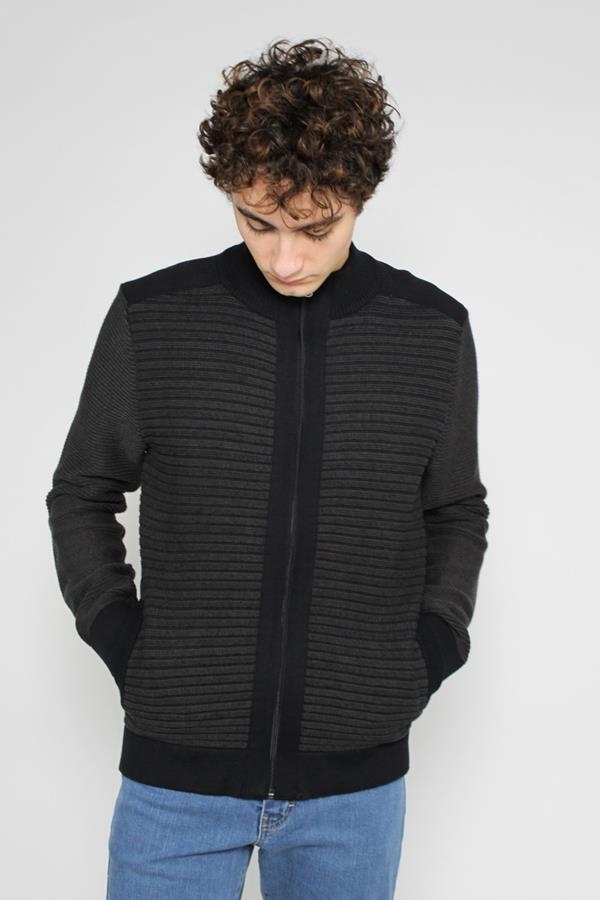 CHAQUETA LISTADO BICOLOR NEGRO | ANTONIO MIRO