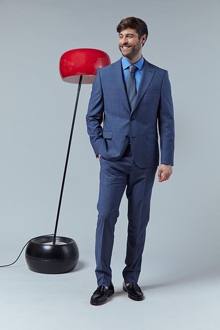 TRAJE LANA FRÍA FALSO LISO AZUL | ANTONIO MIRO