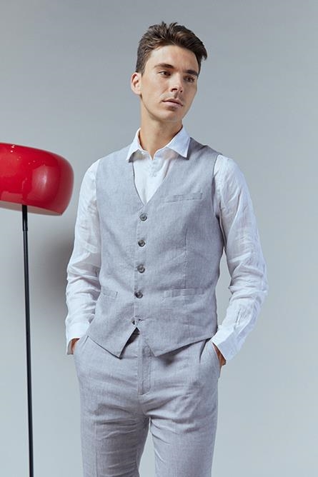 CHALECO LINO GRIS PERLA | ANTONIO MIRO