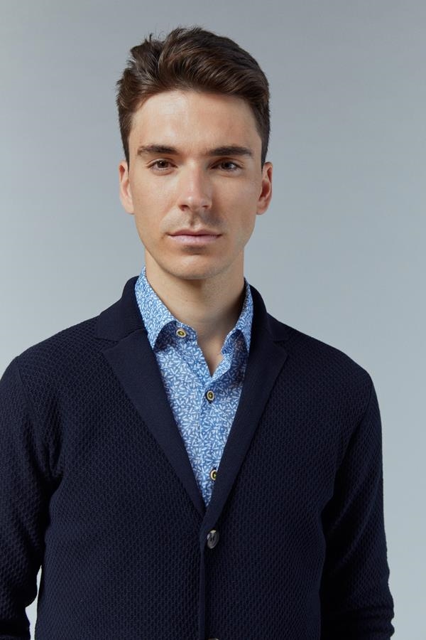 BLAZER NIDO DE ABEJA ALGODÓN MARINO | ANTONIO MIRO