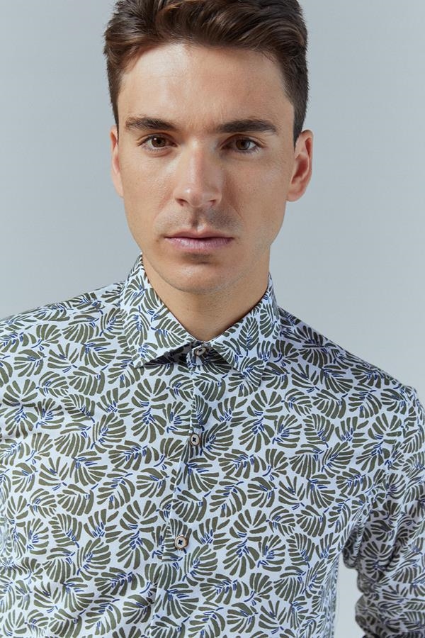 CAMISA HOJAS AZULES/VERDES | ANTONIO MIRO