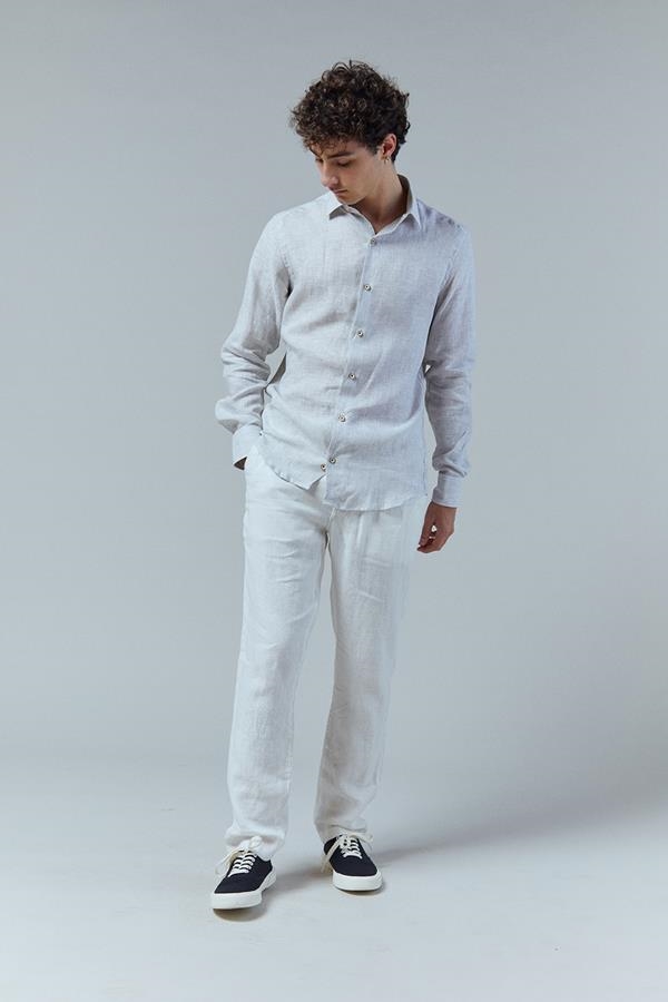 CAMISA MICRORAYA VERDE LINO | ANTONIO MIRO