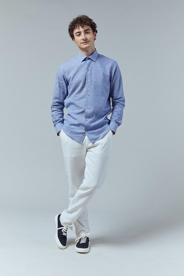 CAMISA LINO AZUL/BLANCO VICHY | ANTONIO MIRO