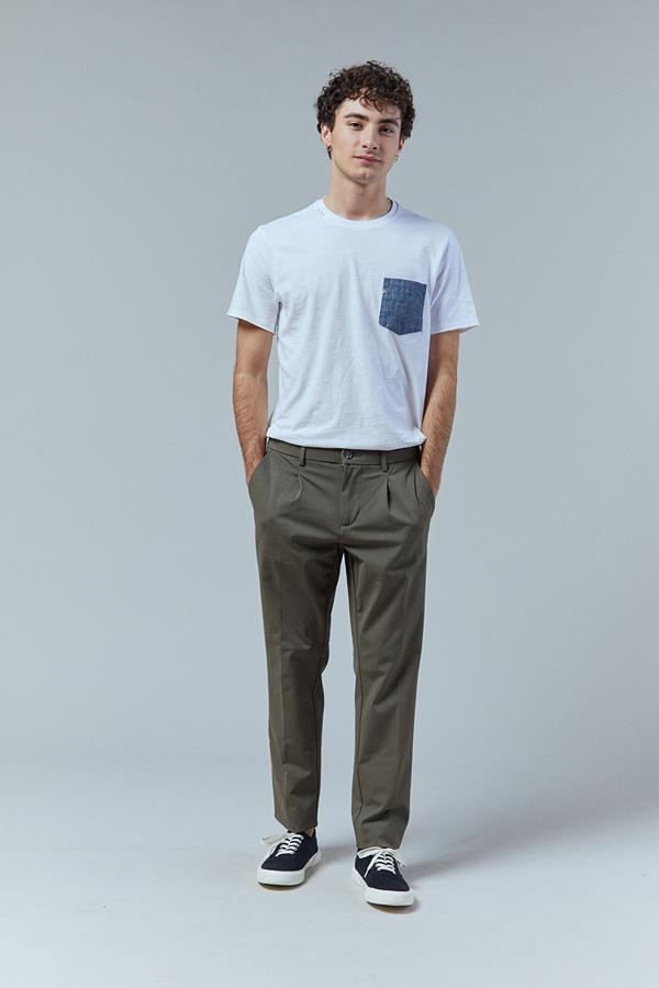 PANTALÓN PINZAS PUNTO ELÁSTICO VERDE | ANTONIO MIRO