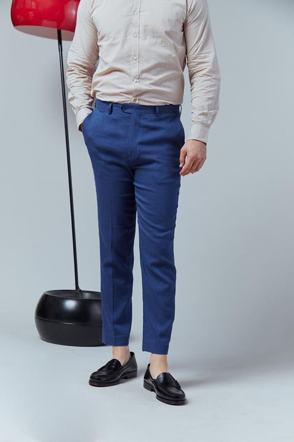PANTALON LINO VESTIR ÍNDIGO | ANTONIO MIRO