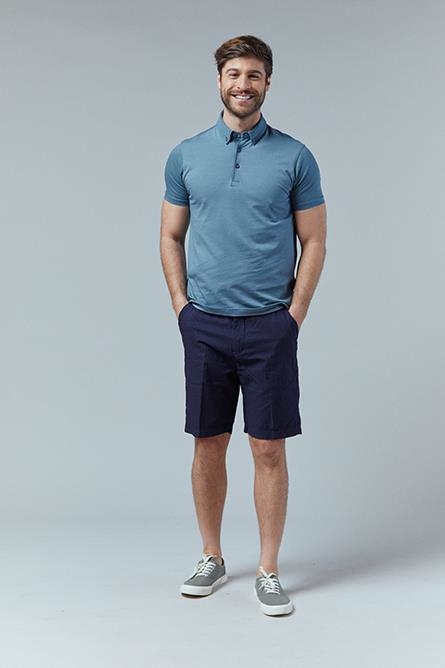 POLO JACQUARD DETALLE LISO ESTRUCTURA TURQUESA | ANTONIO MIRO