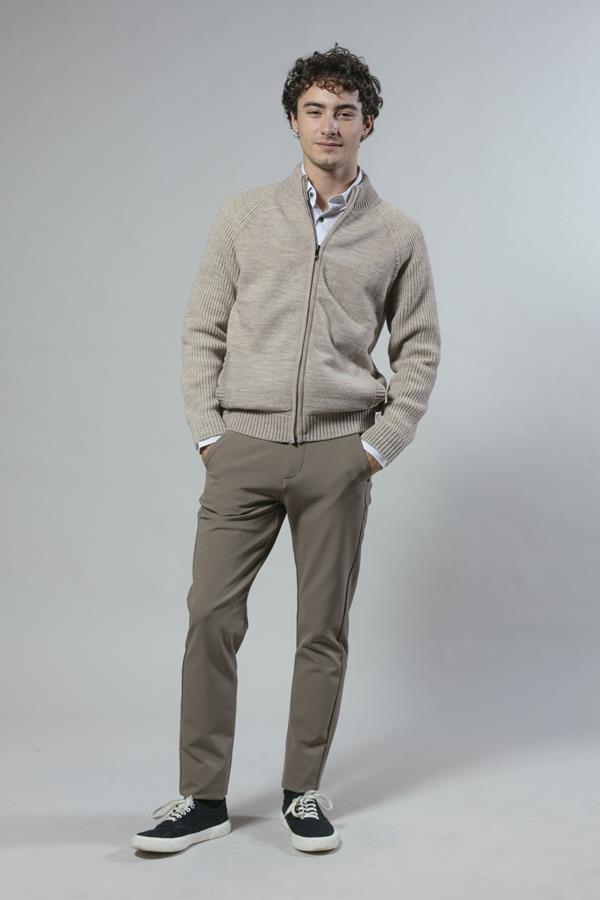 CHAQUETA CREMALLERA BEIGE | ANTONIO MIRO