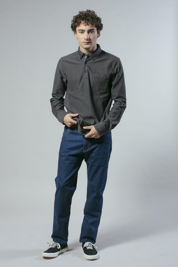 POLO ESTRUCTURA BOLSILLO DETALLE CONTRASTE GRIS | ANTONIO MIRO