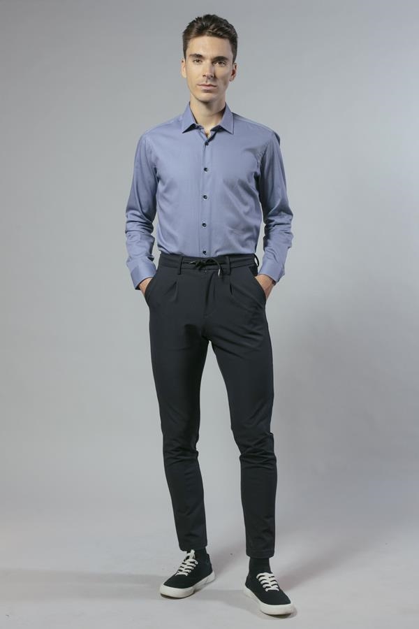 CAMISA AZUL MICRODIBUJO BLANCO | ANTONIO MIRO