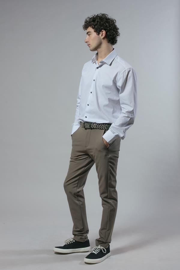 CAMISA BLANCA MICRODIBUJO GRIS | ANTONIO MIRO