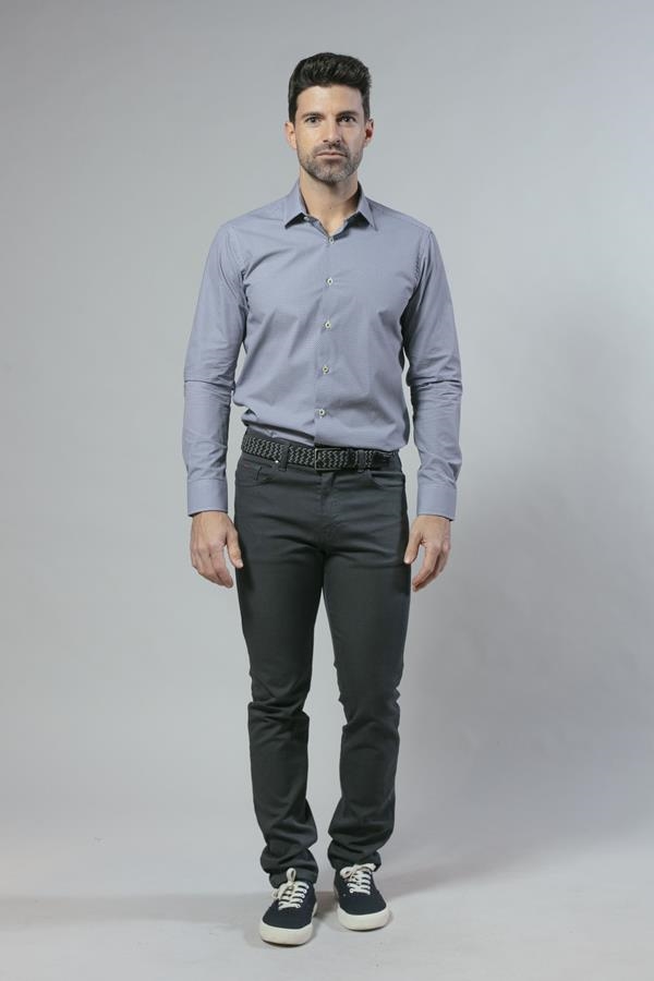 CAMISA DIBUJO GEOMETRICO MARINO | ANTONIO MIRO