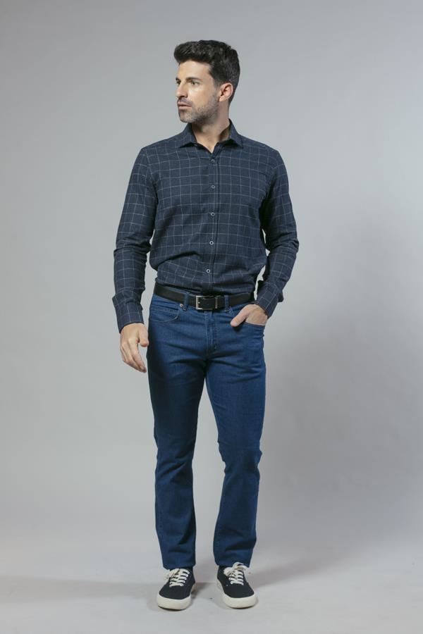 CAMISA MARINO CUADROS BLANCOS | ANTONIO MIRO