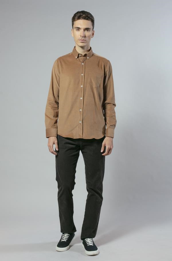 CAMISA MICROPANA MARRON CLARO | ANTONIO MIRO