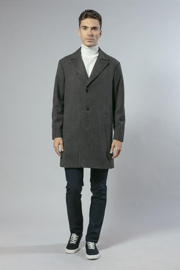 ABRIGO PAÑO PATA DE GALLO GRIS | ANTONIO MIRO