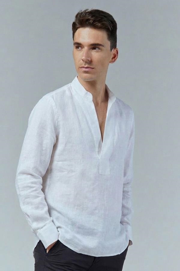 CAMISA LINO BLANCA PANADERA | ANTONIO MIRO