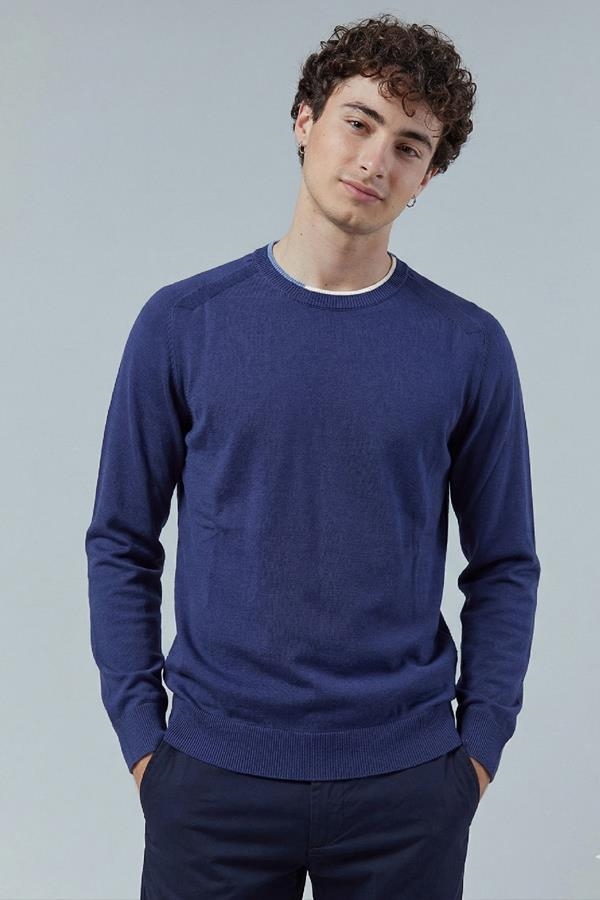 JERSEY CUELLO REDONDO DENIM DETALLE CUELLO BICOLOR | ANTONIO MIRO