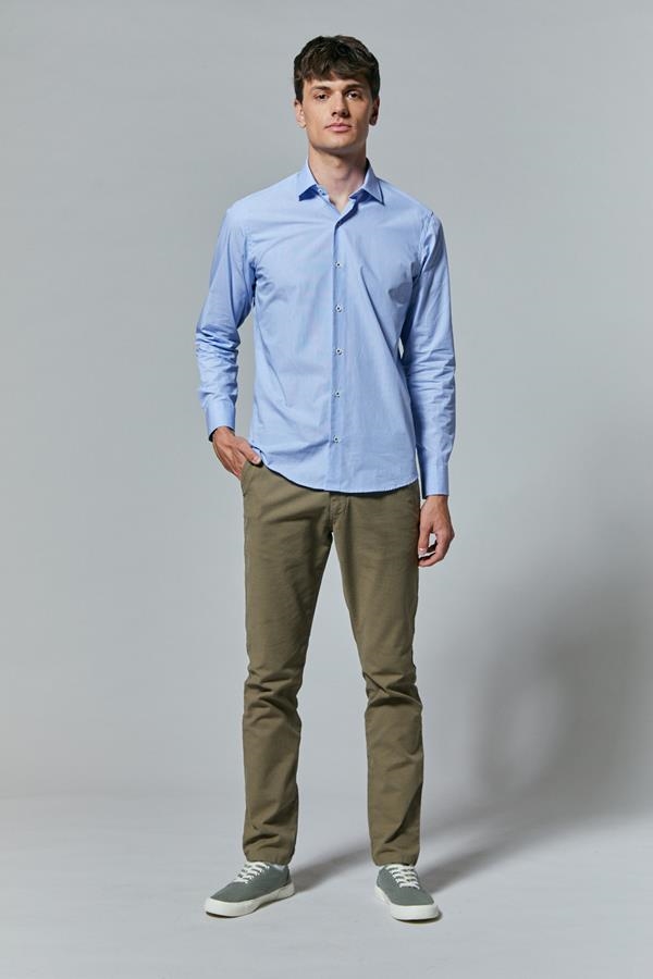 CAMISA MICRORAYA ALGODÓN AZUL | ANTONIO MIRO