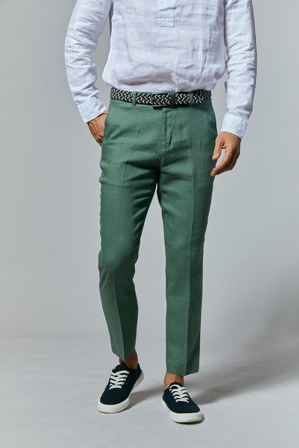 PANTALÓN VESTIR VERDE LINO | ANTONIO MIRO