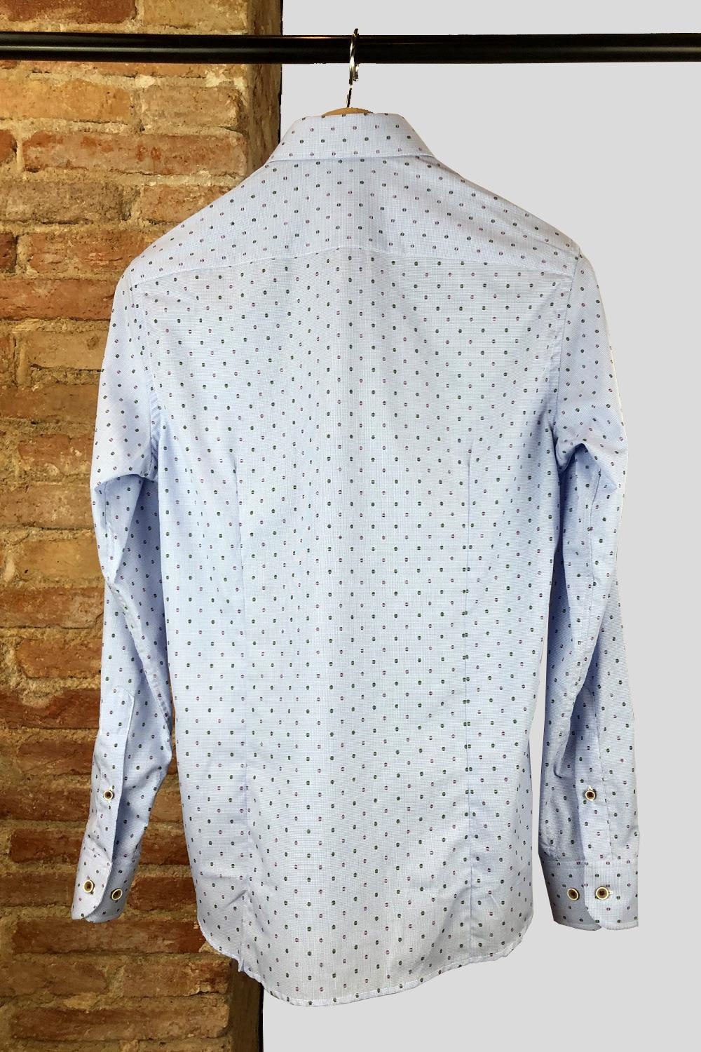 Camisa algodón 100% cuadro vichy azul/topos sport | 3978