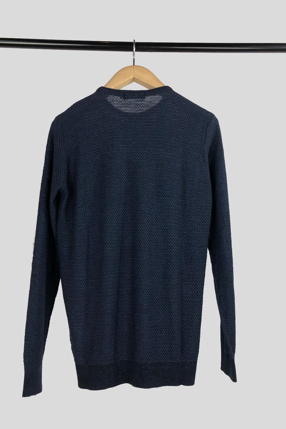 Jersey azul cuello redondo en algodón | 1625HJCR02/026