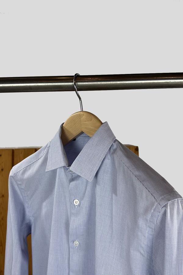 CAMISA ALGODÓN CUADRILLE AZUL/BLANCO | ANTONIO MIRO